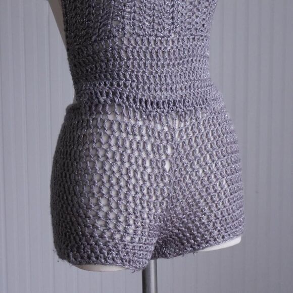 Hello! Silver‎ sparkle crocheted romper - Picture 3 of 8